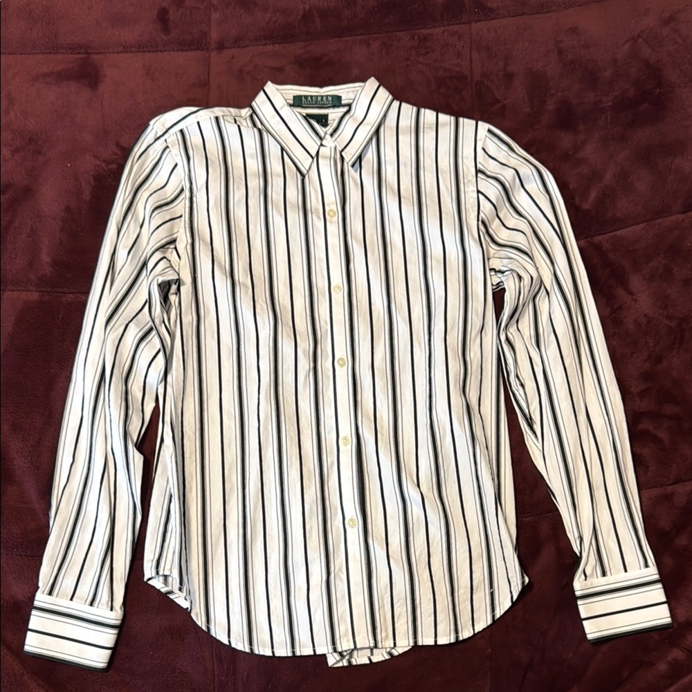 Ralph Lauren White and Black Button Down Shirt